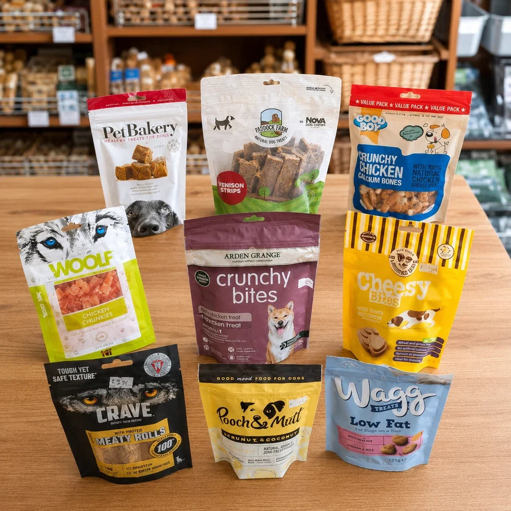 Bagged and packed dog treats from Fido’s Tasty Treats in Normanton