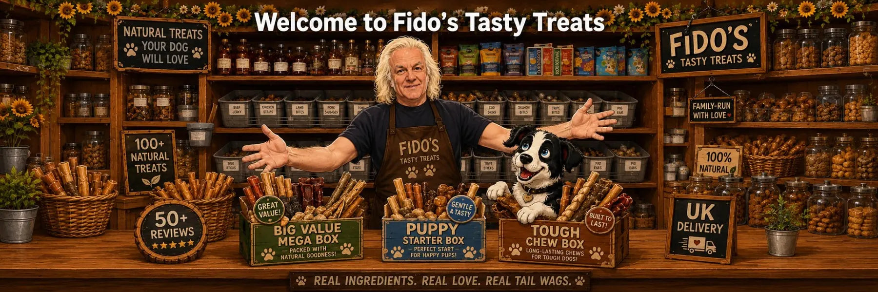 Natural dog treats, chews and treat boxes from Fido’s Tasty Treats
